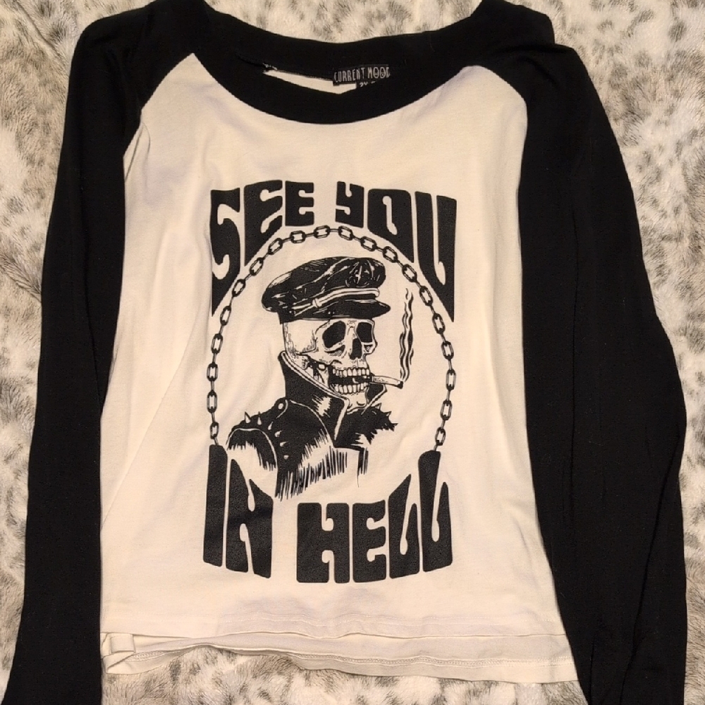 Current Mood Black and White Long Sleeve Tee